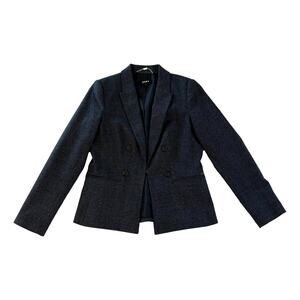 DKNY Glen Plaid Prince Of Wales Check Double Breasted Blazer Size 8